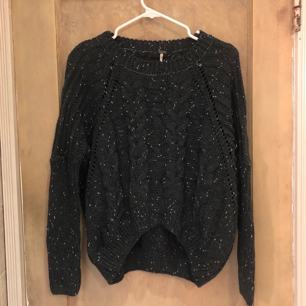 Gray sweater with white speckles